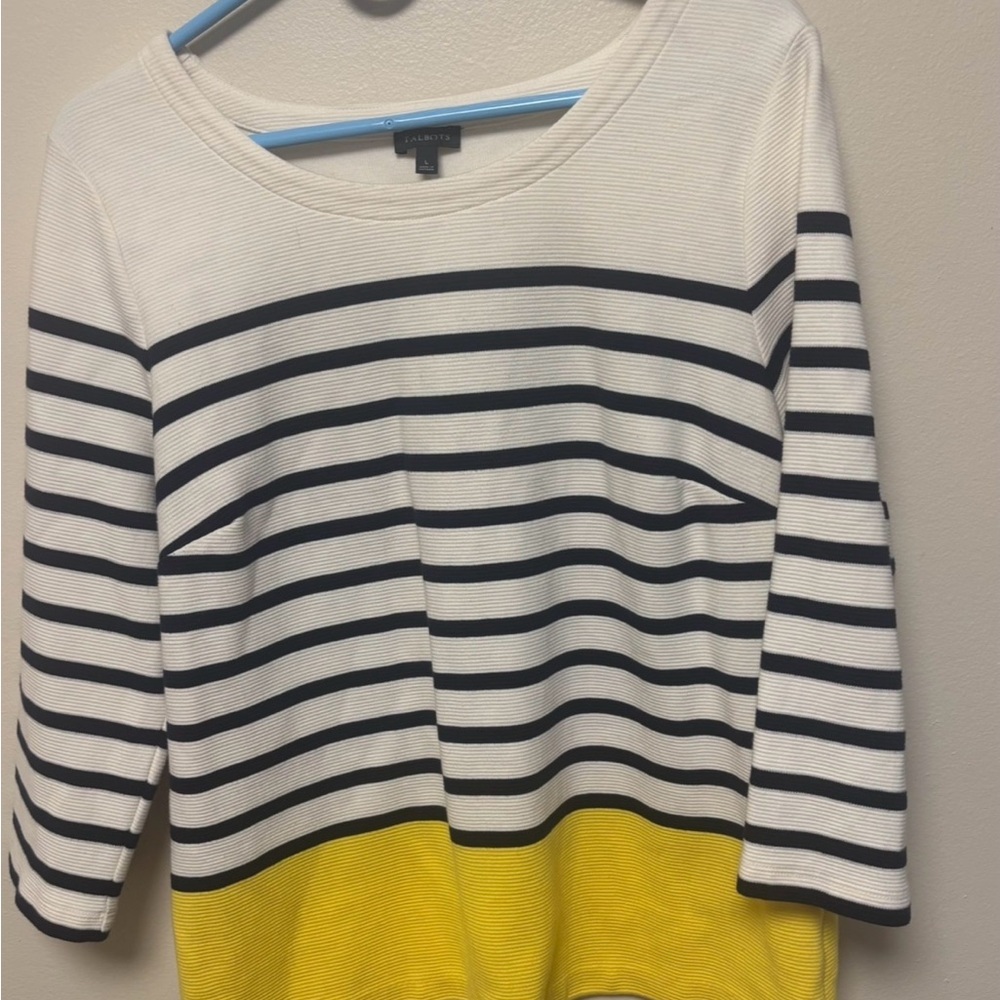 Talbots Black and Yellow Striped Top